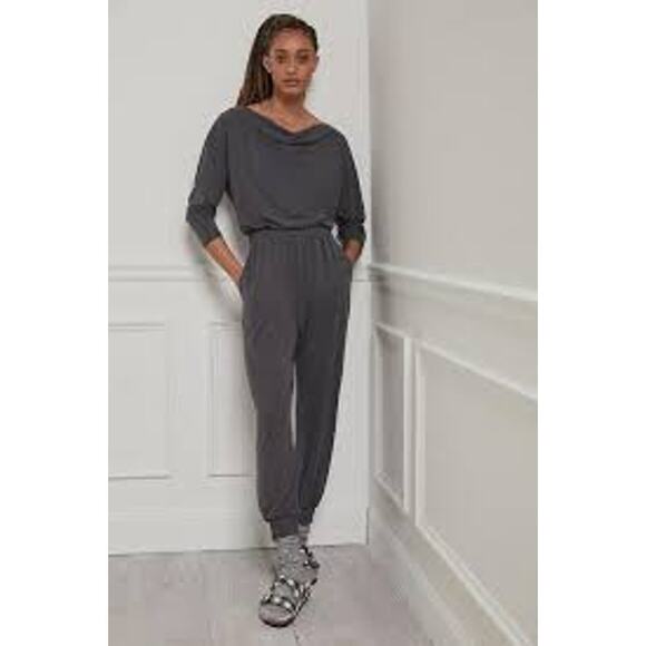 ANTHROPOLOGIE SATURDAY SUNDAY Modal Long Sleeve Stretchy Jogger Jumpsuit S Comfy - Picture 1 of 8